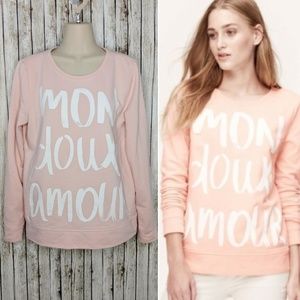 LOFT Pink Sweatshirt with White French Print